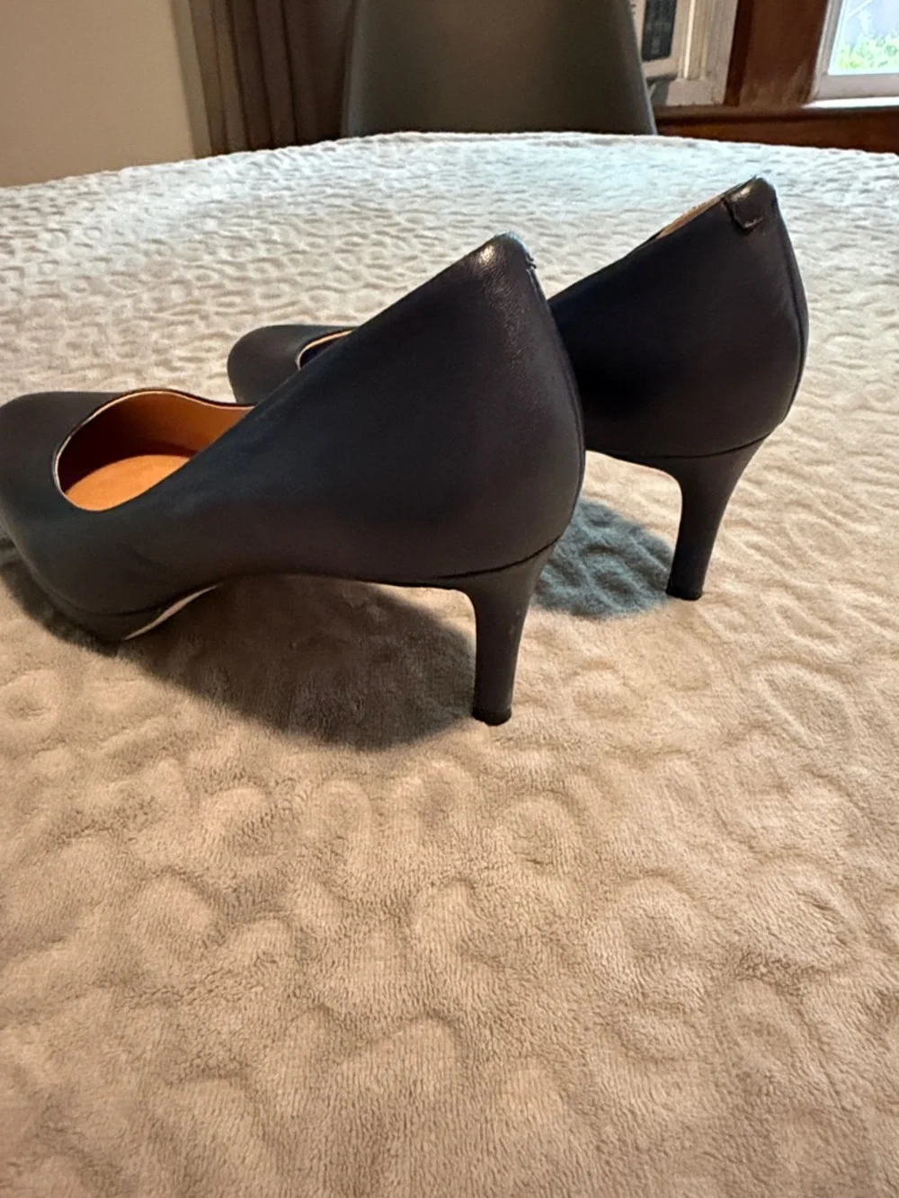 Corso Como Navy Leather Pointed Toe Pumps